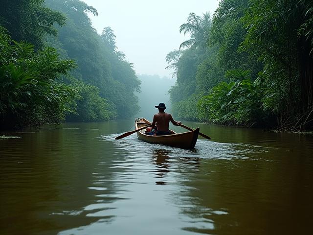 Kanu-Abenteuer auf einem Fluss im Amazonas-Regenwald