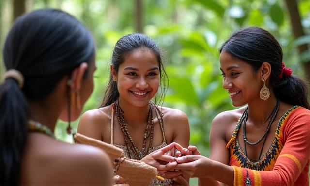 Indigene Gemeinschaften bei einem kulturellen Austausch