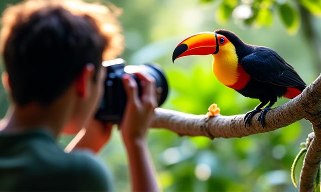 Fotografiert einen Tukan im Regenwald